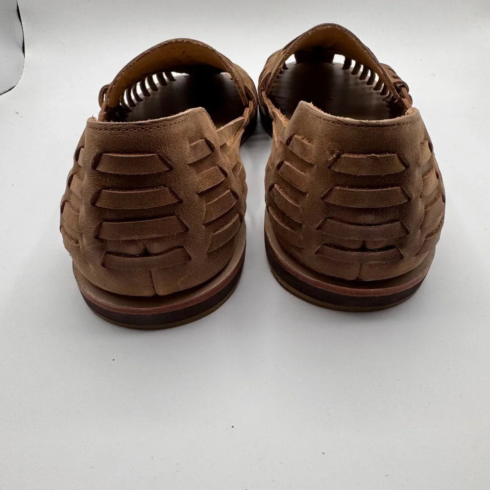 Nisolo Tobacco Leather Huarache Sandals Men's 12.5‎ Made in Peru Woven Comfort